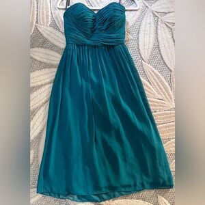Donna Morgan Teal Sweetheart Midi Formal Dress